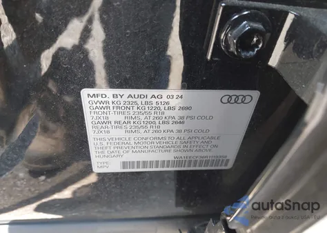 2024 Audi Q3 Premium Plus 45 Tfsi S Line Quattro Tiptronic z USA, uszkodzony, nr VIN WA1EECF36R1119358